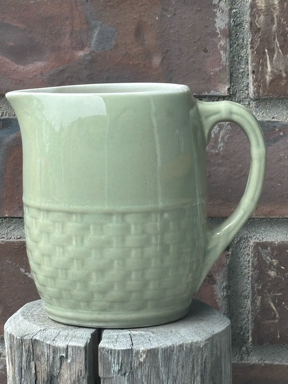 Vintage Medalta Basketweave Pitcher/Jug Canadian Restaurant Ware